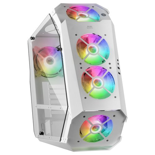 MARSGAMING MC51 PREMIUM ATX CASE, 5X 12CM ARGB, RE Blanca