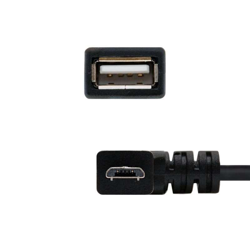 Cable USB Nano Cable USB 2.0 A/H - Micro USB 2.0 B/M Acodado 15CM Negro OTG - Imagen 2