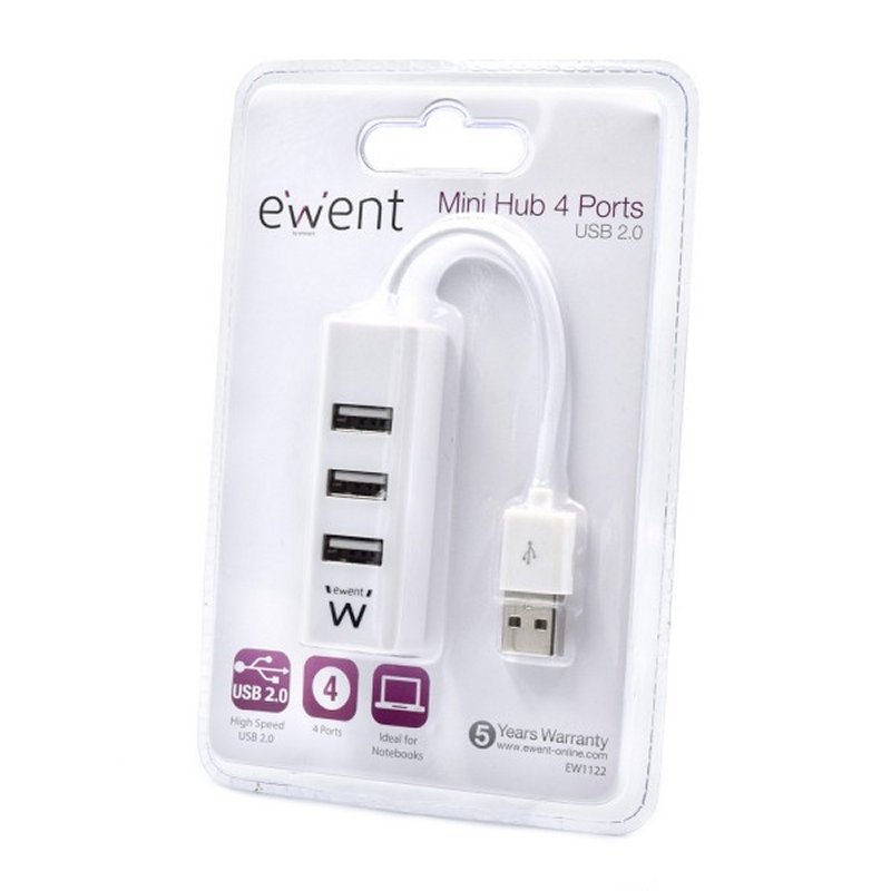 EWENT EW1122 MINI-HUB USB 4 PUERTOS BLANCO - Imagen 4