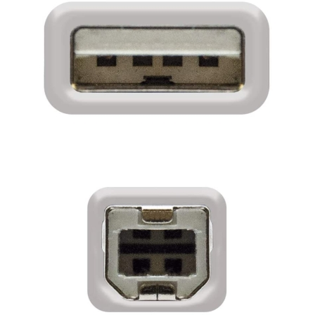 Cable USB Nano Cable USB 2.0 A/M - USB 2.0 B/M 1.8M BEIGE Impresora - Imagen 4