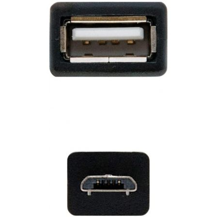 Cable USB Nano Cable USB 2.0 A/H - Micro USB 2.0 B/M 15CM Negro OTG - Imagen 3