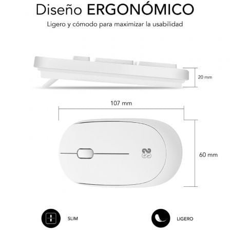 TECLADO + RATON BUSINESS SLIM SILENCIOSO WIRELESS BLANCO SUBBLIM - Imagen 2