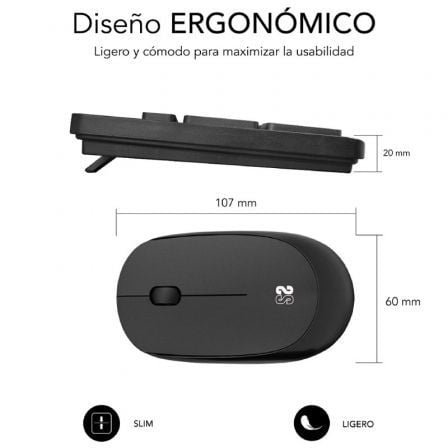 TECLADO + RATON BUSINESS SLIM SILENCIOSO WIRELESS NEGRO SUBBLIM - Imagen 2