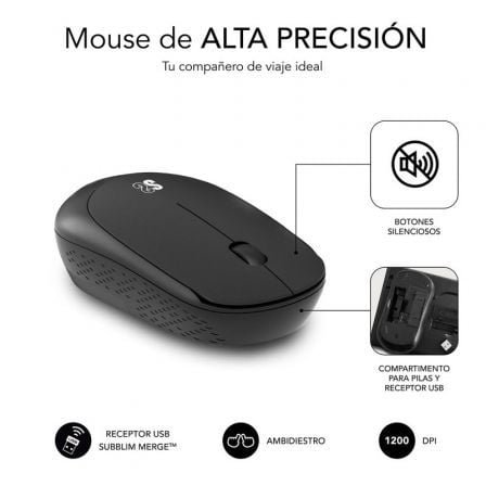 TECLADO + RATON BUSINESS SLIM SILENCIOSO WIRELESS NEGRO SUBBLIM - Imagen 4