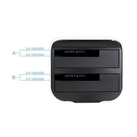 Tooq TQDS-802BW Dock Station Doble Bahía HDD Ne/Bl - Imagen 3