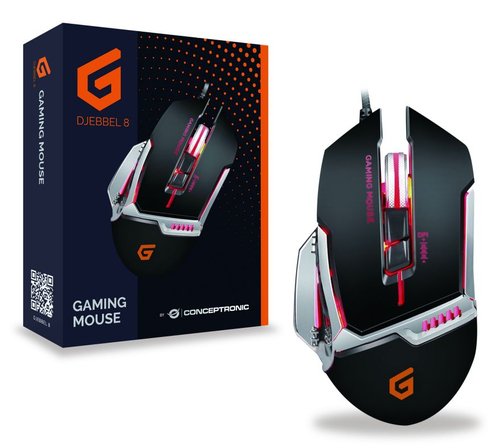 MOUSE CONCEPTRONIC GAMING DJEBBEL02B USB ALTA SENSIBILIDAD SENSOR 4000dpi BOTONES PROGRAMABLES - Imagen 3