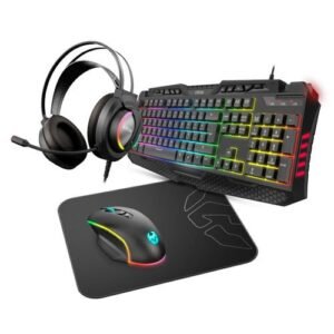 COMBO TECLADO/RATON/AURICULARES/ALFOMBRILLA KROM KRITIC GAMING USB RGB NEGRO