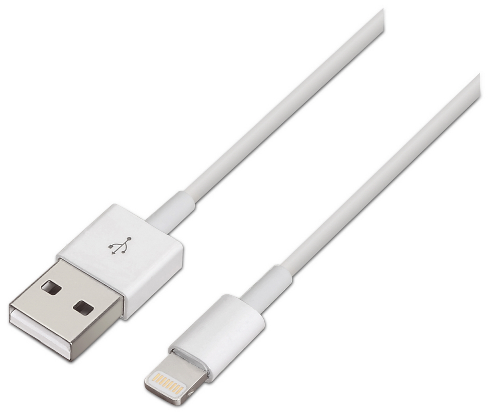 Cable Lightning Aisens A102-0036/ USB Macho - Lightning Macho/ 2m/ Blanco
