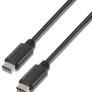 Cable USB 2.0 Tipo-C Aisens A107-0056/ USB Tipo-C Macho - USB Tipo-C Macho/ 1m/ Negro