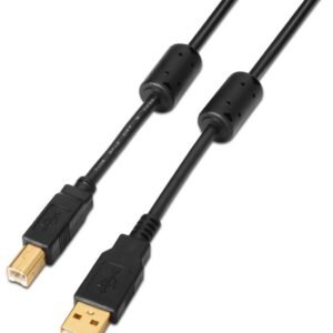 Cable USB 2.0 Impresora Aisens A101-0009/ USB Macho - USB Macho/ 2m/ Negro