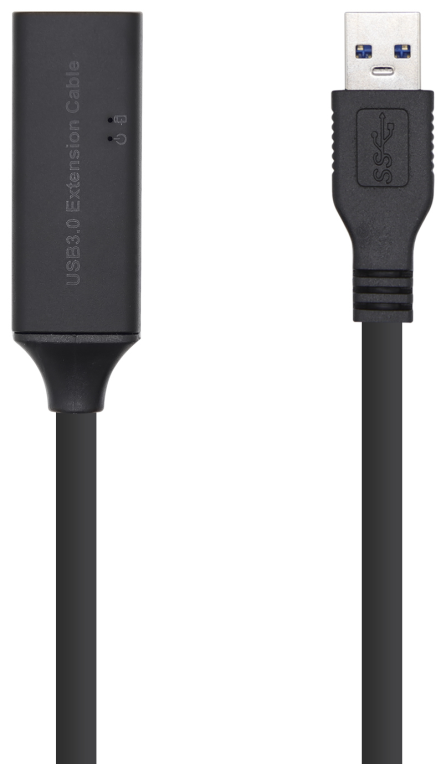 Cable Alargador USB 3.0 con amplificador Aisens A105-0407/ USB Macho - USB Hembra/ 5m/ Negro