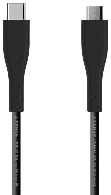 Cable USB 2.0 Aisens A107-0349/ USB Tipo-C Macho - MicroUSB Macho/ 1m/ Negro