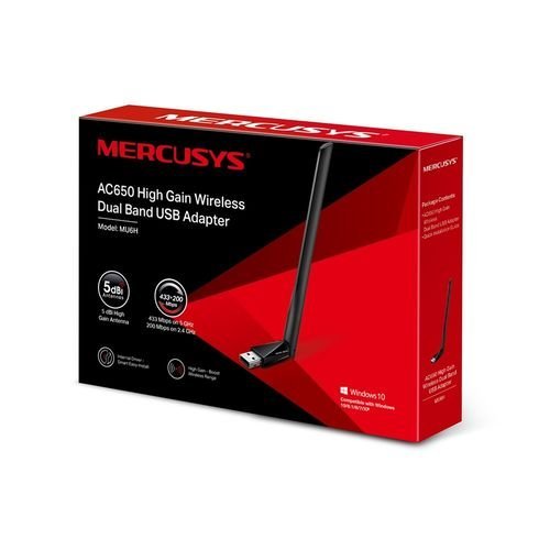 Mercusys MU6H Adaptador USB AC650 - Hasta 200Mbps 2.4GHz, Hasta 433Mbps 5GHz - Antena 5dBi - - Imagen 4